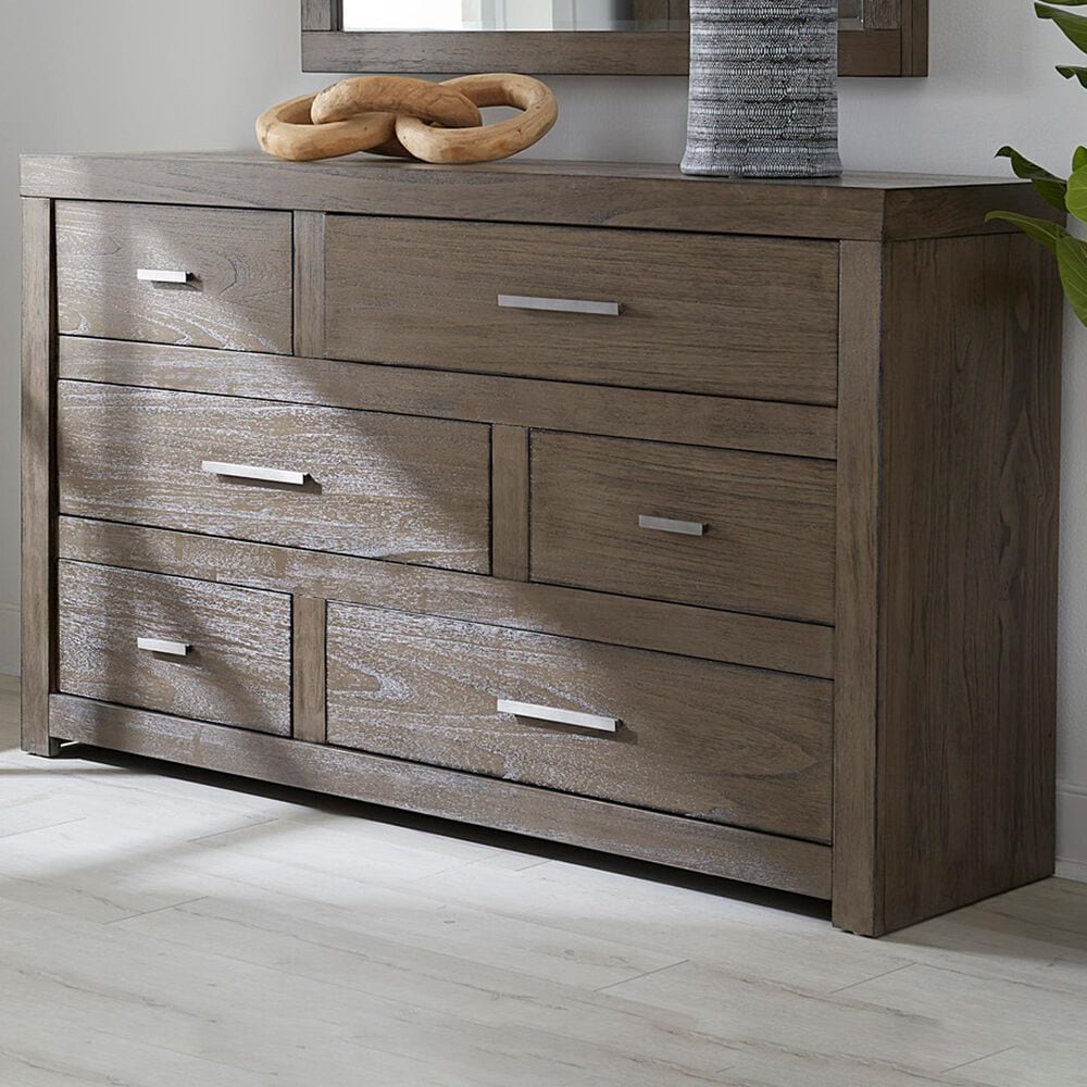 Riva Ridge Modern Loft 6 Drawer Dresser in Greystone, , large