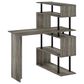 HOMLUX 5-Tier Shelves L-Shape Computer Desk in French Oak Grey and Black, , large