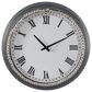Maple and Jade Decorative Wall Clock with Beaded Accents in Washed Black and White, , large