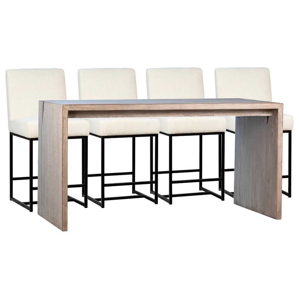 Blue Sun Designs Merwin and Mayes 5-Piece Counter Dining Set in White Wash and Black, , large