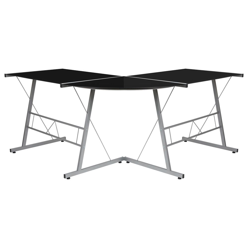 Flash Furniture Jaelyn L-Shape Corner Desk in Black, , large