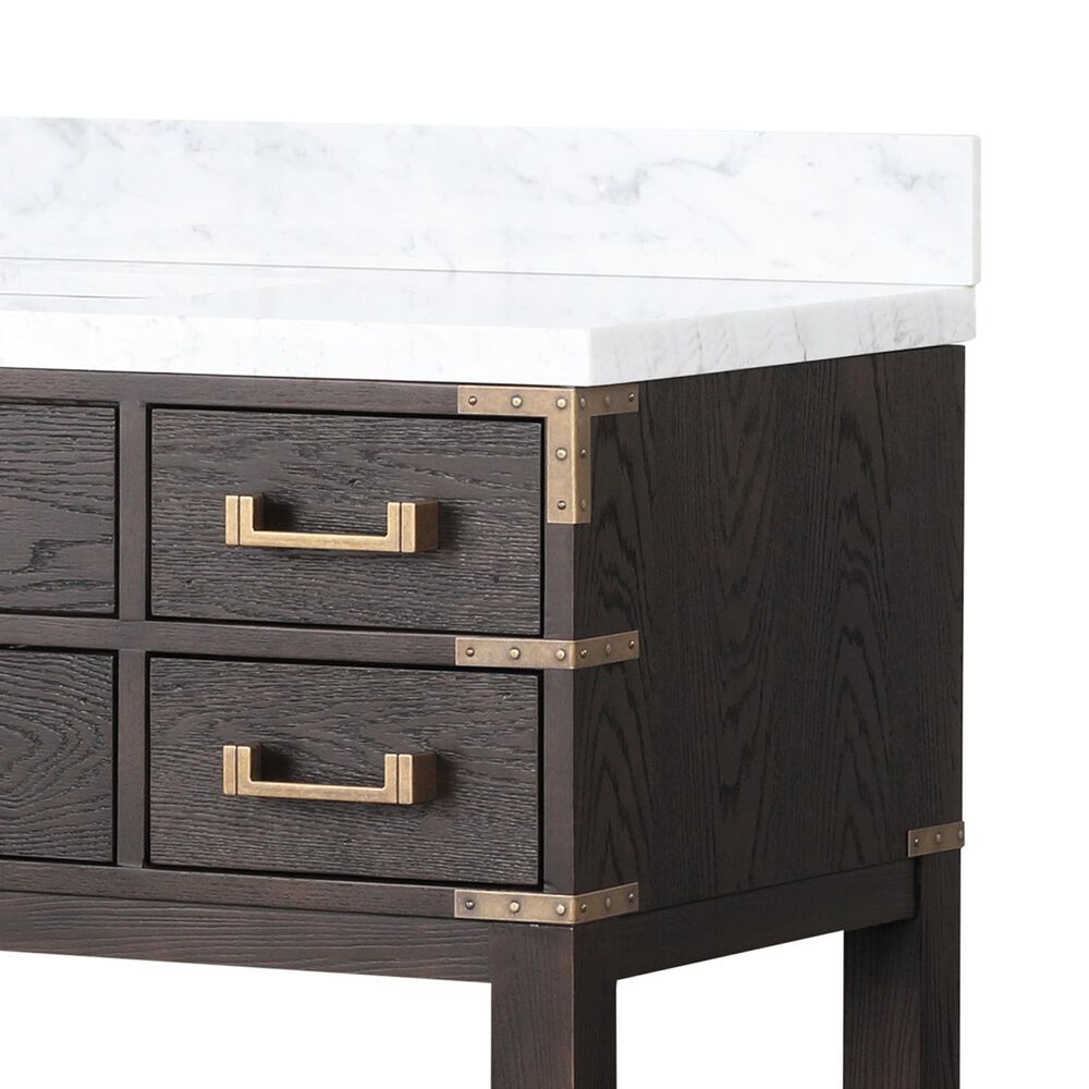 Lexora Home Norwalk 48&quot; Single Bathroom Vanity in Brown Oak with White Carrara Marble Top  and Rectangle Sink, , large