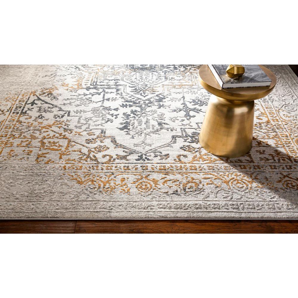 Surya Aisha Charcoal, Gray, Mustard and Light Gray 6&#39;7&quot; x 9&#39;6&quot; Area Rug, , large