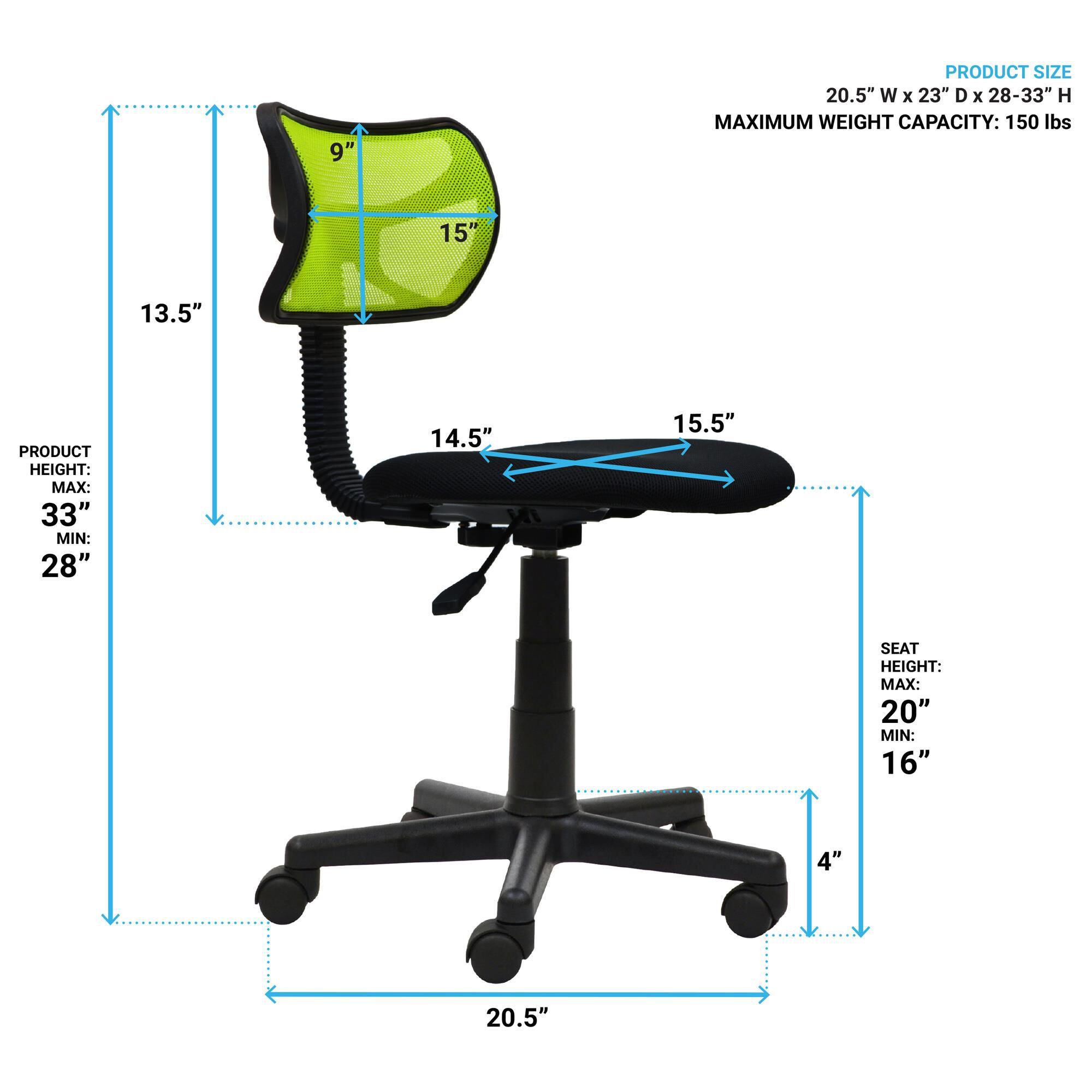 Maximum seat height on sale office chair
