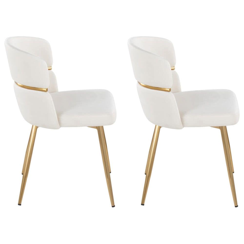 LumiSource Cinch Side Chair with Cream Velvet Cushion in Gold &#40;Set of 2&#41;, , large