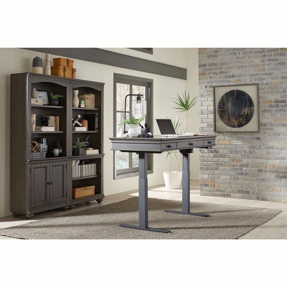 Riva Ridge Oxford 60&quot; Lift Desk in Peppercorn and Black, , large