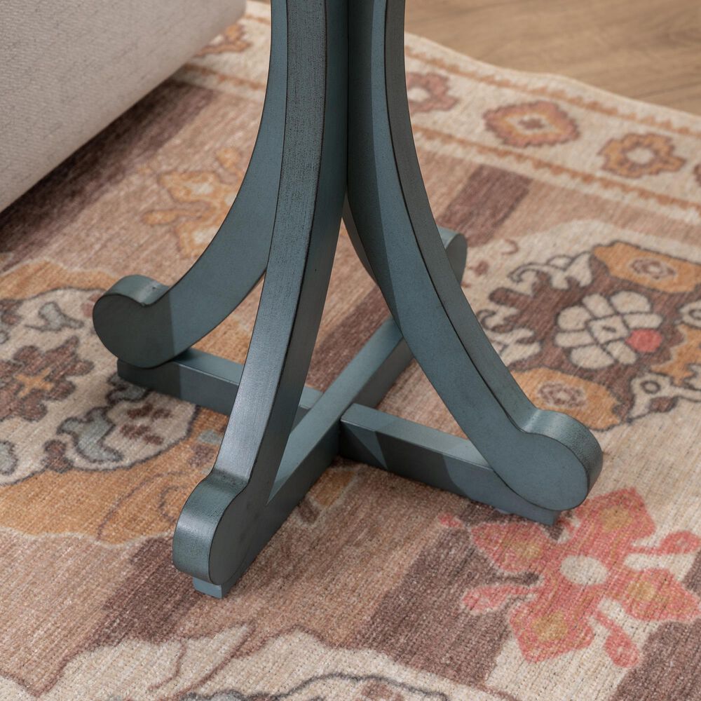 Linden Boulevard Dylan Sculptural Pedestal End Table in Blue, , large