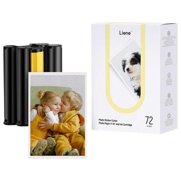 Liene 72-Sheet 4" x 6" Photo Sticker Cutter Photo Paper and 2 Ink Cartridges in White, , large