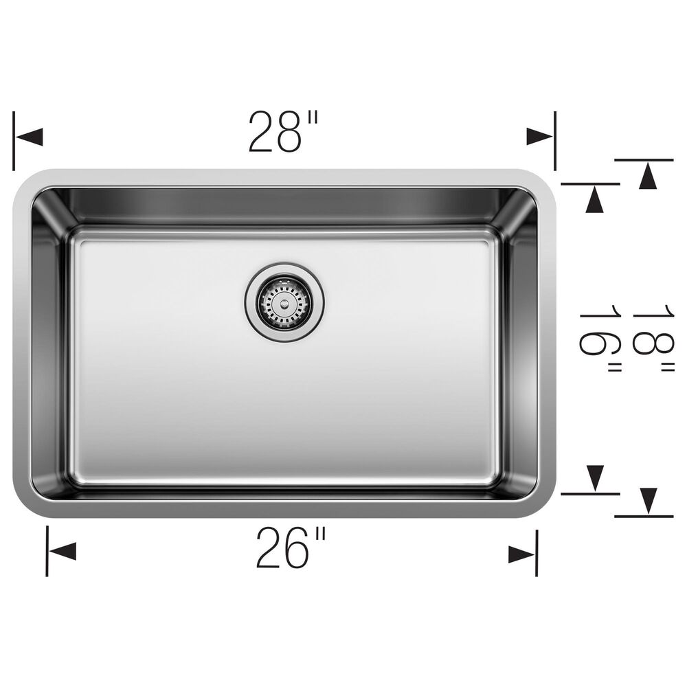 Blanco Formera 28&quot; Large Single Bowl Kitchen Sink in Stainless Steel, , large