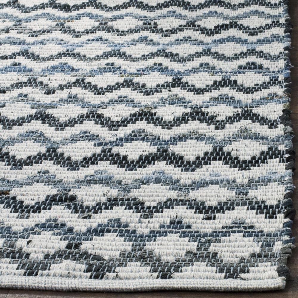 Safavieh Montauk Chevron 6&#39; x 9&#39; Ivory, Blue and Black Area Rug, , large