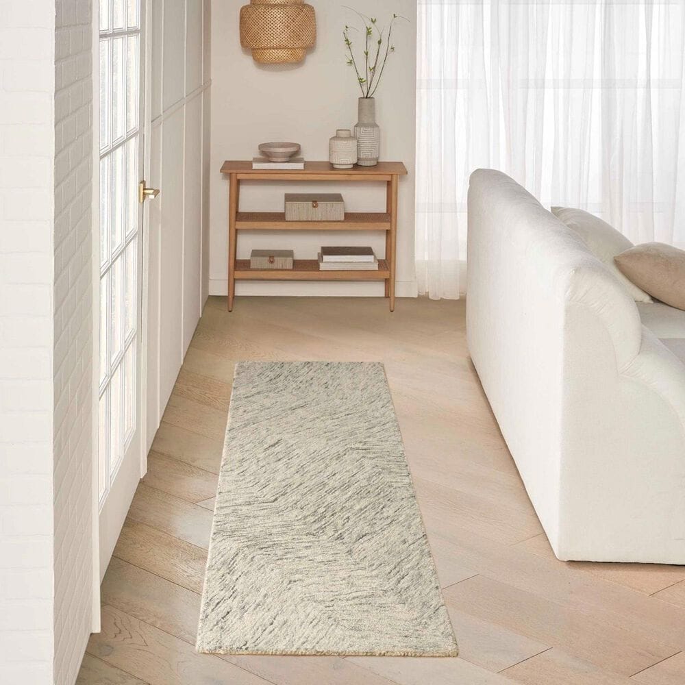 Nourison Pure Angles Grey 2&#39;3&quot; x 7&#39;6&quot; Runner, , large