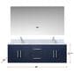 Lexora Home Geneva 60" Double Bathroom Vanity in Navy Blue with 2 cm White Carrara Marble Top and Rectangular Sinks, , large