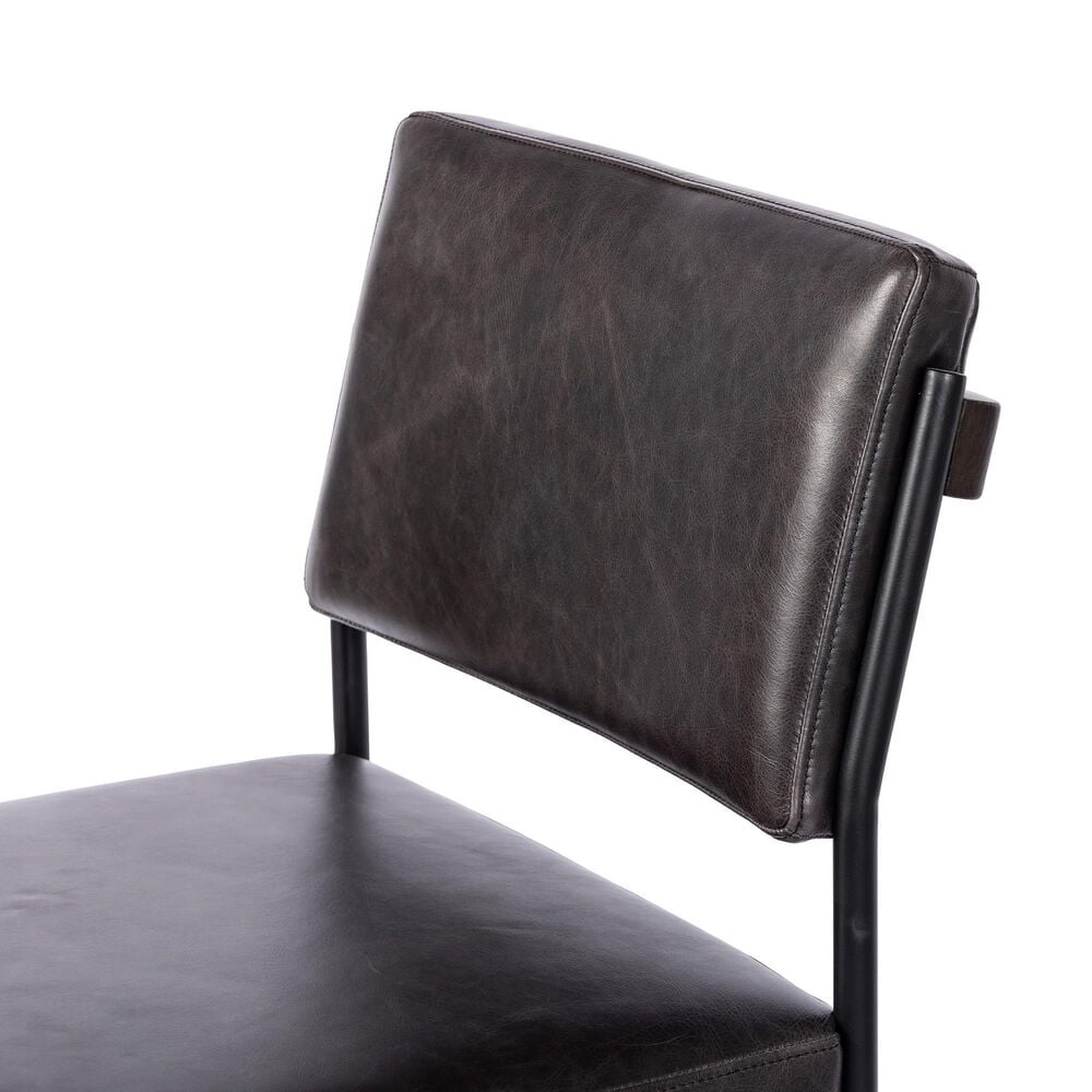Four Hands Benton Counter Stool in Burnt Oak and Midnight Top Grain Leather, , large