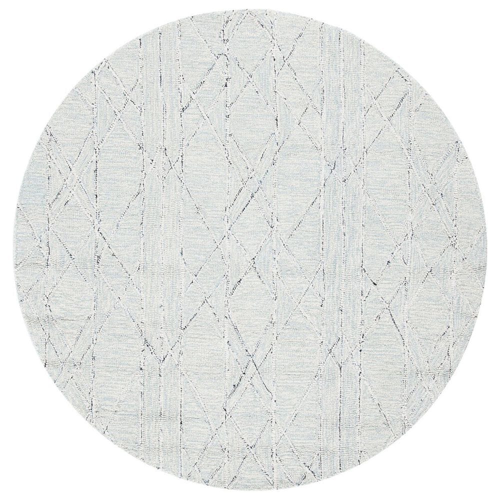 Safavieh Micro-Loop 5" Round Ivory and Light Blue Area Rug, , large