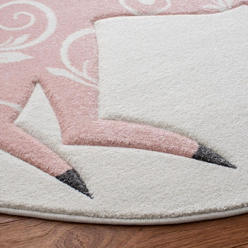 Safavieh Carousel CRK163 5&#39;3&quot; Round Ivory and Pink Kids  Area Rug, , large