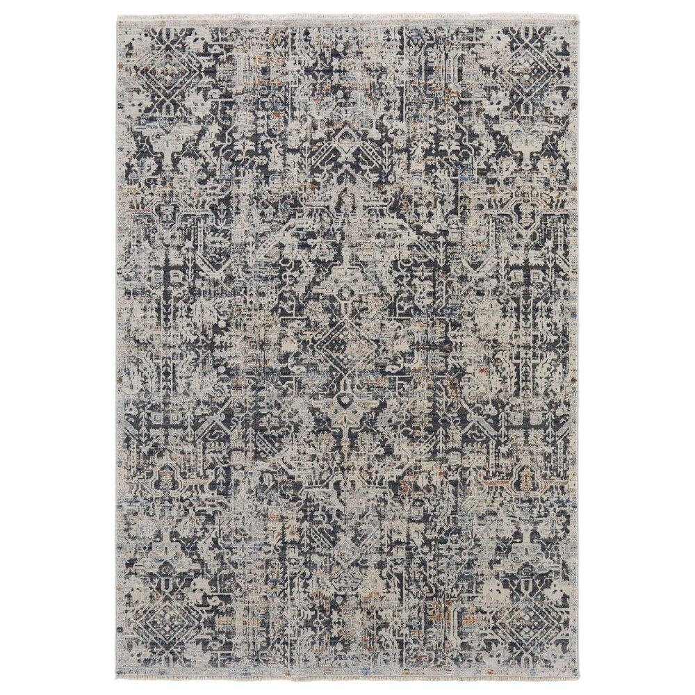 Feizy Kaia 3" x 8" Navy and Beige Runner, , large