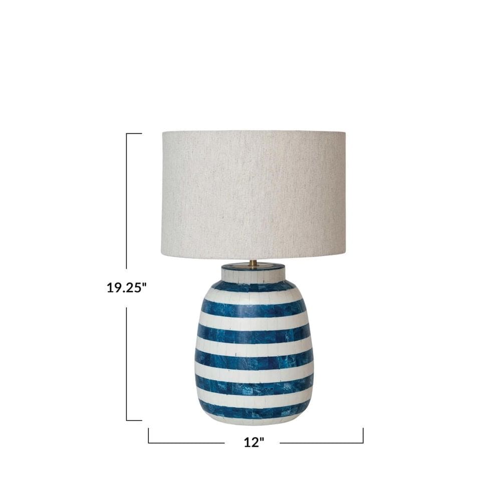 Teak Interiors Inlaid Table Lamp w/ Stripes, , large
