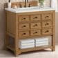 James Martin Malibu 36" Single Bathroom Vanity in Amber Birch with 3 cm Lime Delight Quartz Top and Rectangular Sink, , large