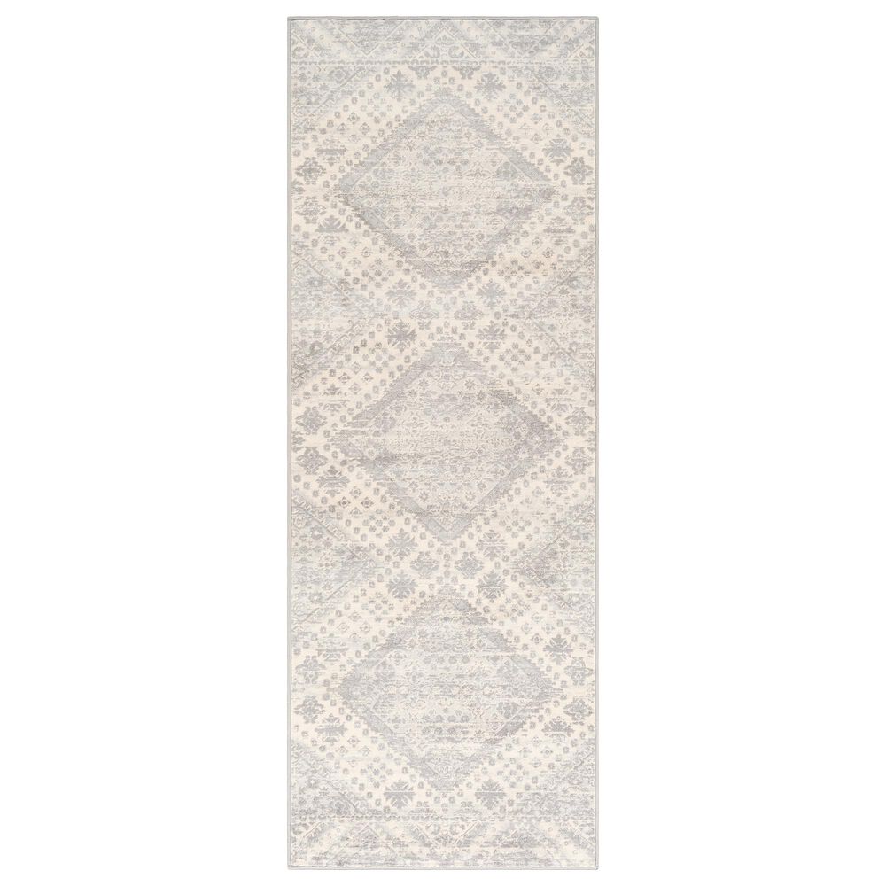 Surya Monaco MOC-2326 2'6" x 8' Silver Gray and Cream Scatter Rug, , large