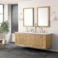 James Martin Vanities Laurent 72" Double Bathroom Vanity in Light Natural Oak with 3 cm Carrara White Marble Top and Rectangular Sinks, , large