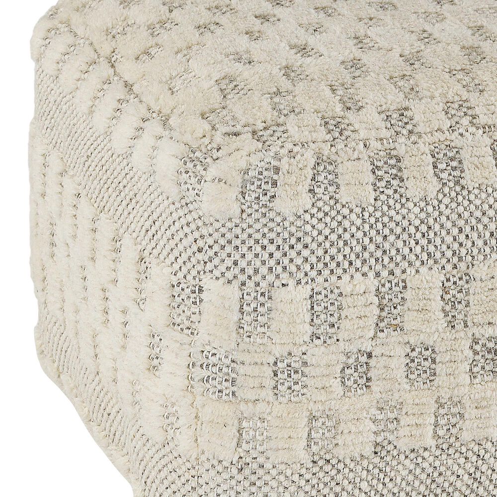 LR Home 18" Square Checkered Pouf in Black and Natural, , large