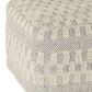 LR Home 18" Square Checkered Pouf in Black and Natural, , large