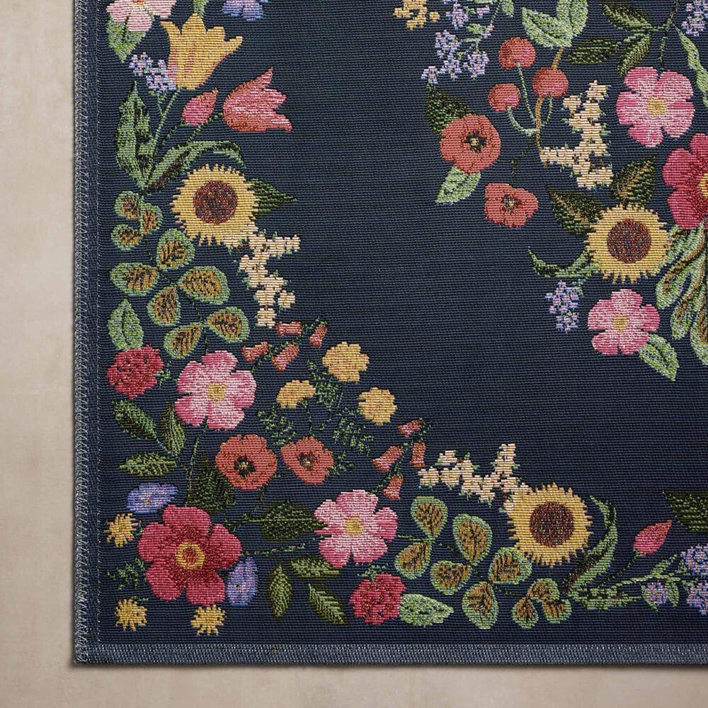 Rifle Paper Co. x Loloi Perennial Blossom 5&#39;3&quot; x 7&#39;8&quot; Navy Area Rug, , large