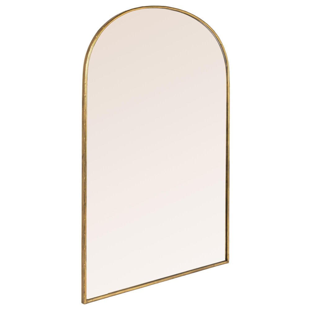 Creative Coop Arched Metal Framed Wall Mirror in Warm Gold, , large