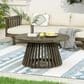 Hearth and Haven Outdoor Round Coffee Table with Slatted Base in Gray, , large
