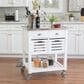 Linon Home Decor Robbin Kitchen Cart in White and Stainless Steel, , large