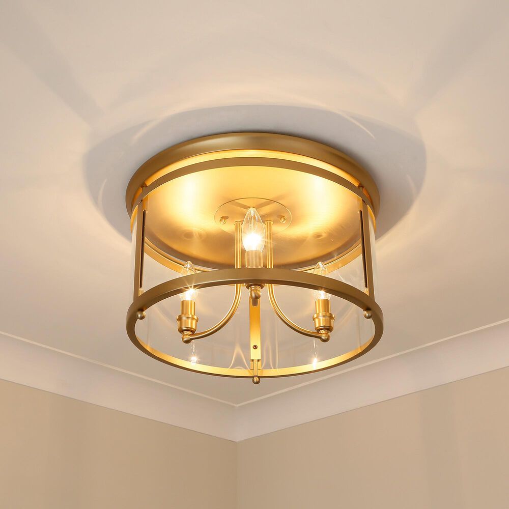 Golden Lighting Payton 3-Light Flush Mount in Brushed Champagne Bronze, , large