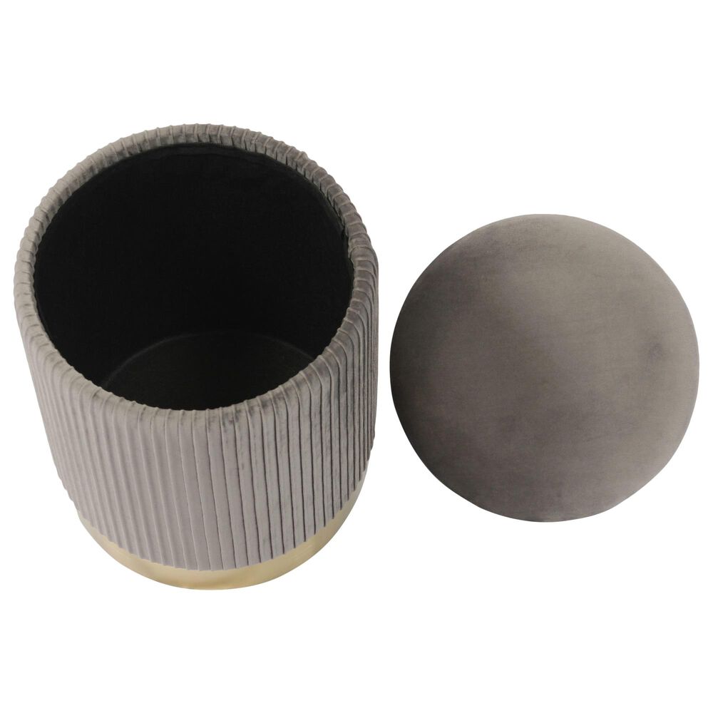 Tov Furniture Zoe Storage Ottoman in Grey Velvet Nebraska Furniture Mart