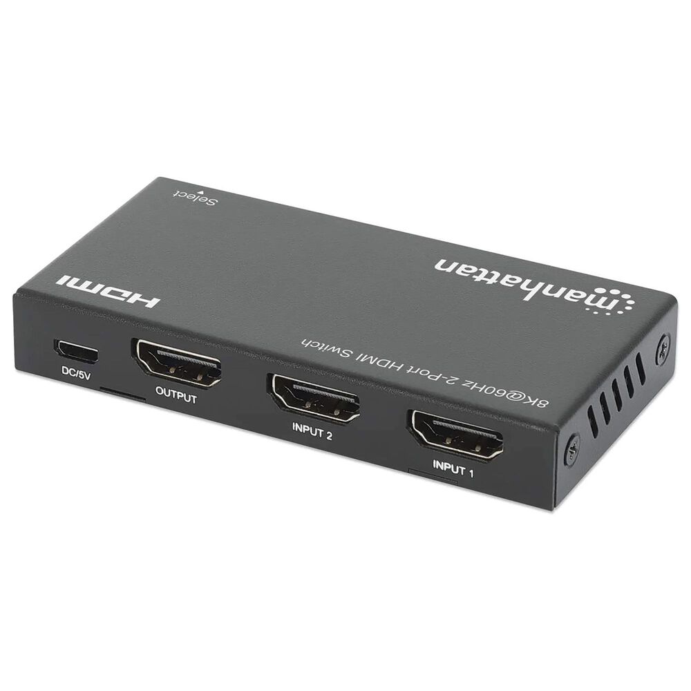 Manhattan 2-Port 8K HDMI Switch with IR Remote Control in Black, , large