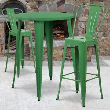 Flash Furniture 3-Piece Metal Bar Table Set in Green, , large