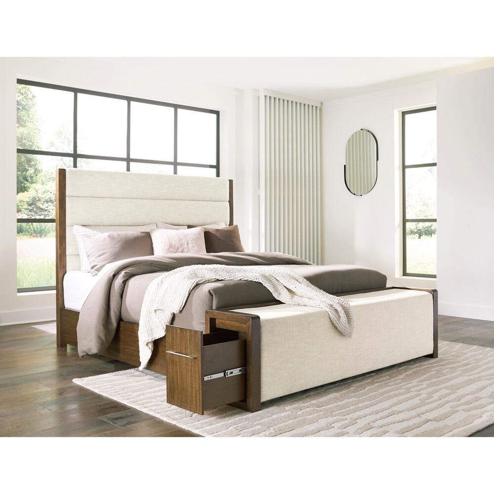 Ashley Marxmore King Upholstered Storage Panel Bed in Brown, , large