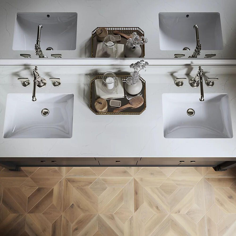 Kohler Alouette 72" Double Bathroom Vanity in Ferrous Grey with 2 cm White Quartz Top and Rectangular Sinks, , large