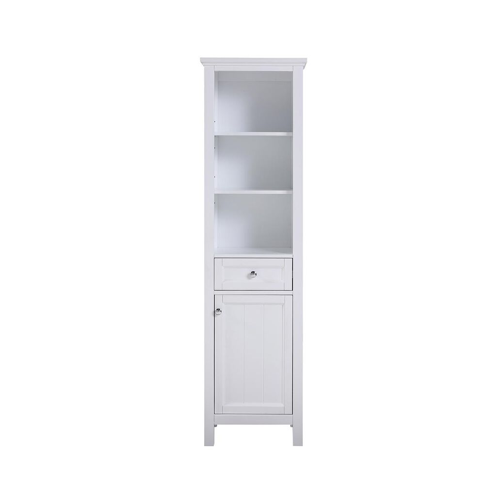 Aurafina Cunningham Free Standing Linen Closet in Plantation White, , large