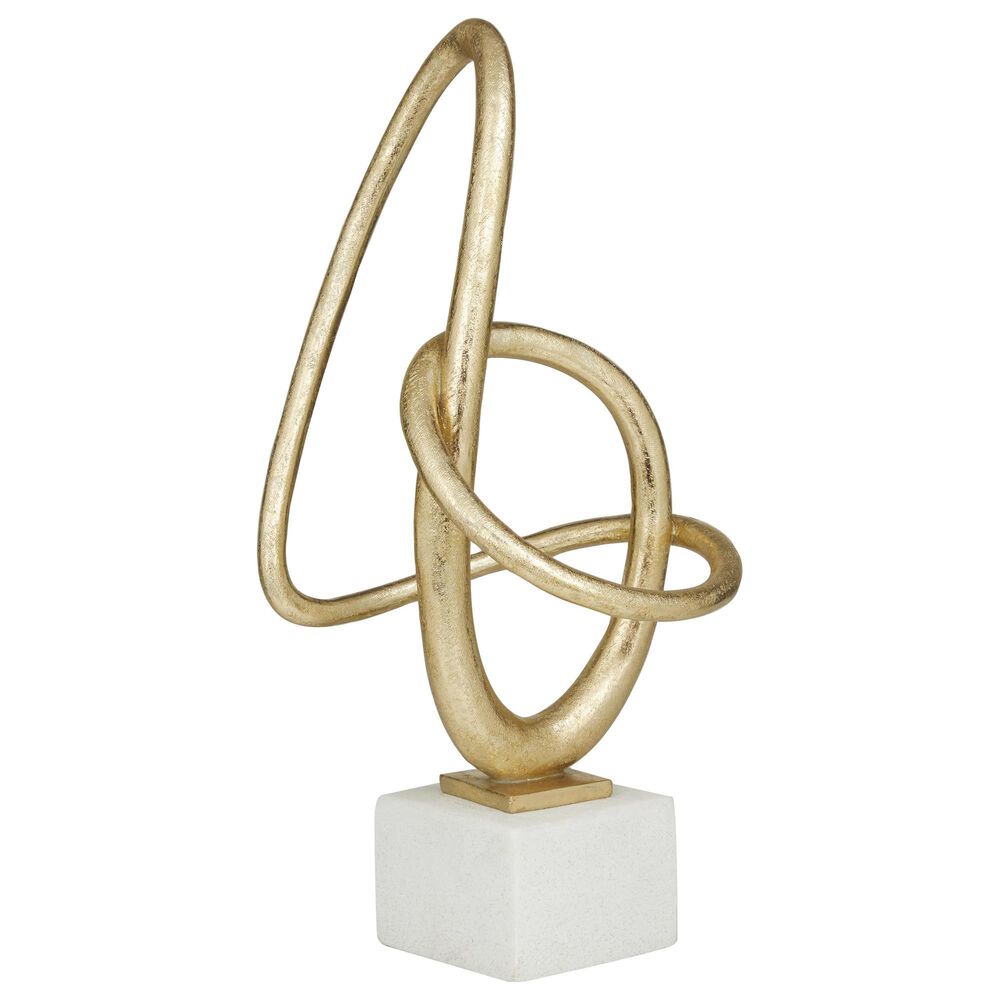 Maple and Jade 19" Decorative Sculpture in Satin Gold and White, , large