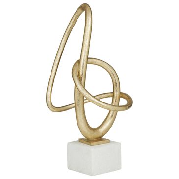 Maple and Jade 19" Decorative Sculpture in Satin Gold and White, , large