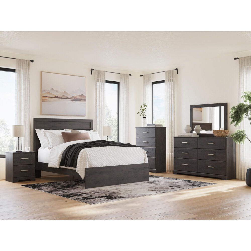 Ashley Belachime 5 Piece Queen Panel Bedroom Set in Dark Charcoal, , large