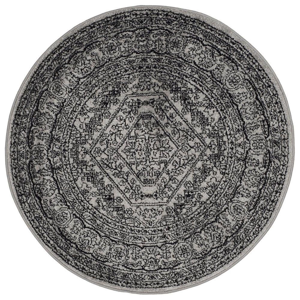 Safavieh Adirondack ADR108A-4R 4&#39; x 4&#39;  Silver/Black Round Rug, , large