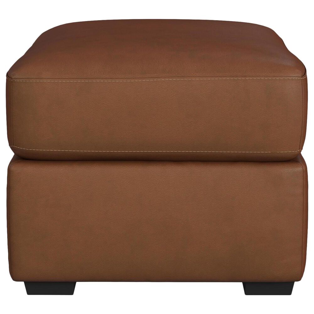 Flexsteel Henry Stationary Leather Chair and Ottoman Set in Caramel, , large