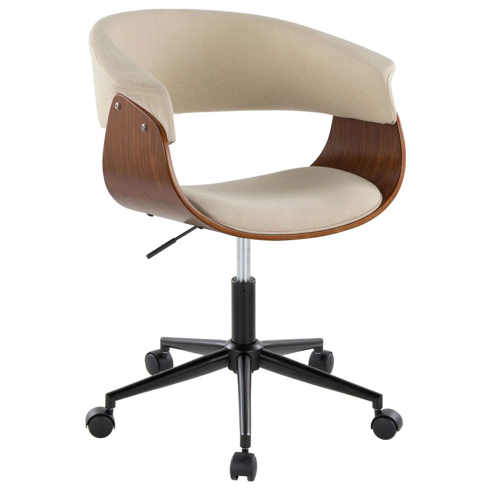 Lumisource Vintage Mod Office Chair with Cream Cushion in Walnut and Black, , large