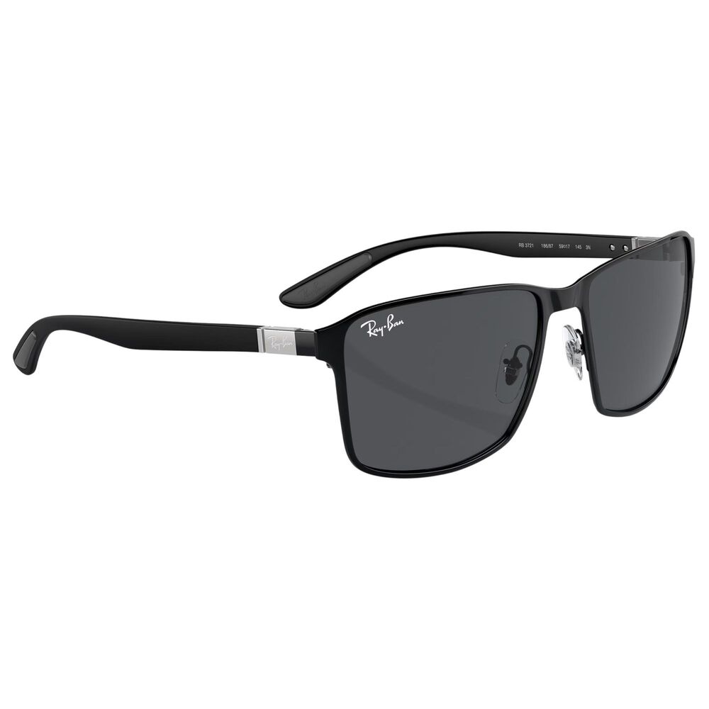 Rayban Glasses Sunglasses with Dark Grey Lenses in Polished Black on Black, , large