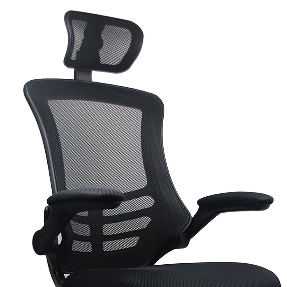 Rta Products Llc Modern High-Back Mesh Executive Office Chair with Headrest and Flip-Up Arms in Black, , large