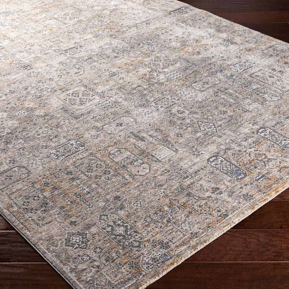 Surya Cardiff CDF-2310 Charcoal, Light Gray, Medium Gray, Camel and Blue 5' x 7'5" Area Rug, , large