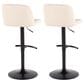 LumiSource Toriano Swivel Adjustable Bar Stool with Cream Faux Leather Upholstery in Black (Set of 2), , large