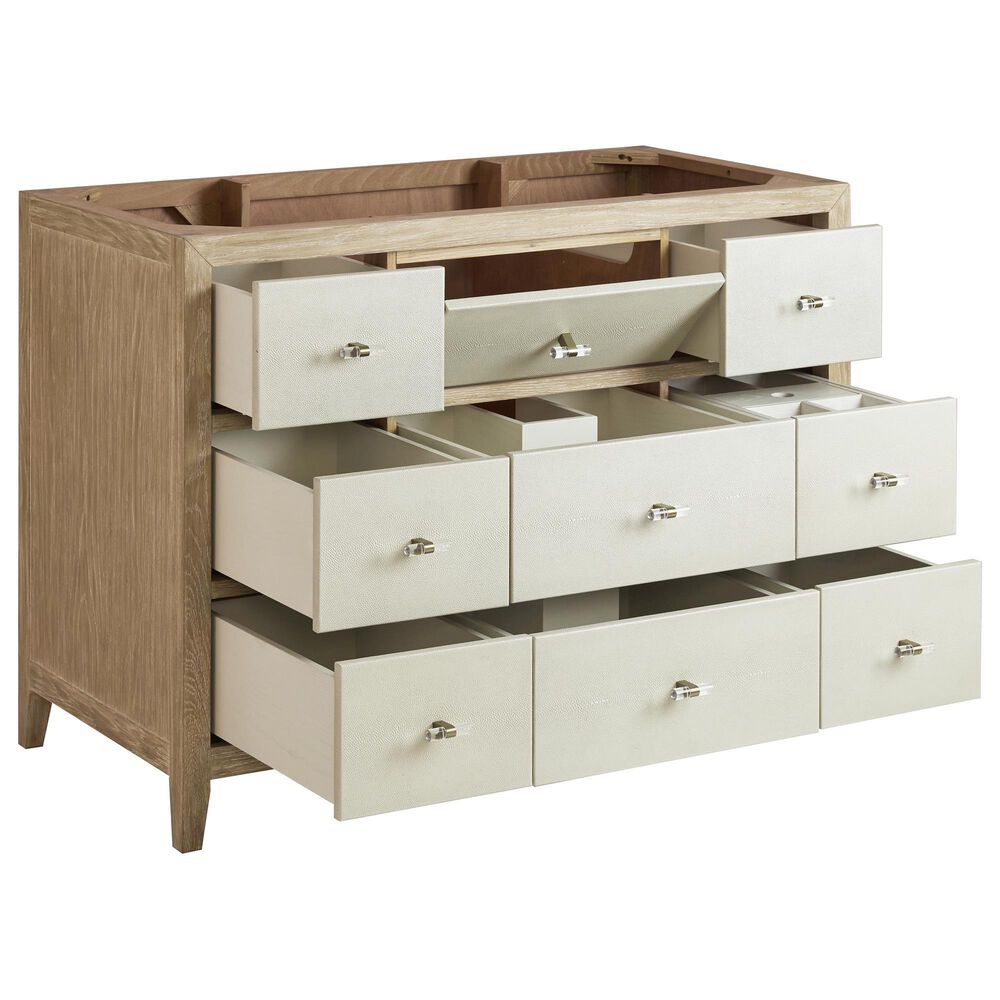 James Martin Vanities Celeste 48&quot; Single Vanity in Sun-washed Oak with Embossed Shagreen and with 3 cm Arctic Fall Solid Surface Top, , large