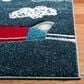 Safavieh Carousel CRK167 3" Square Navy and Ivory Kids Area Rug, , large
