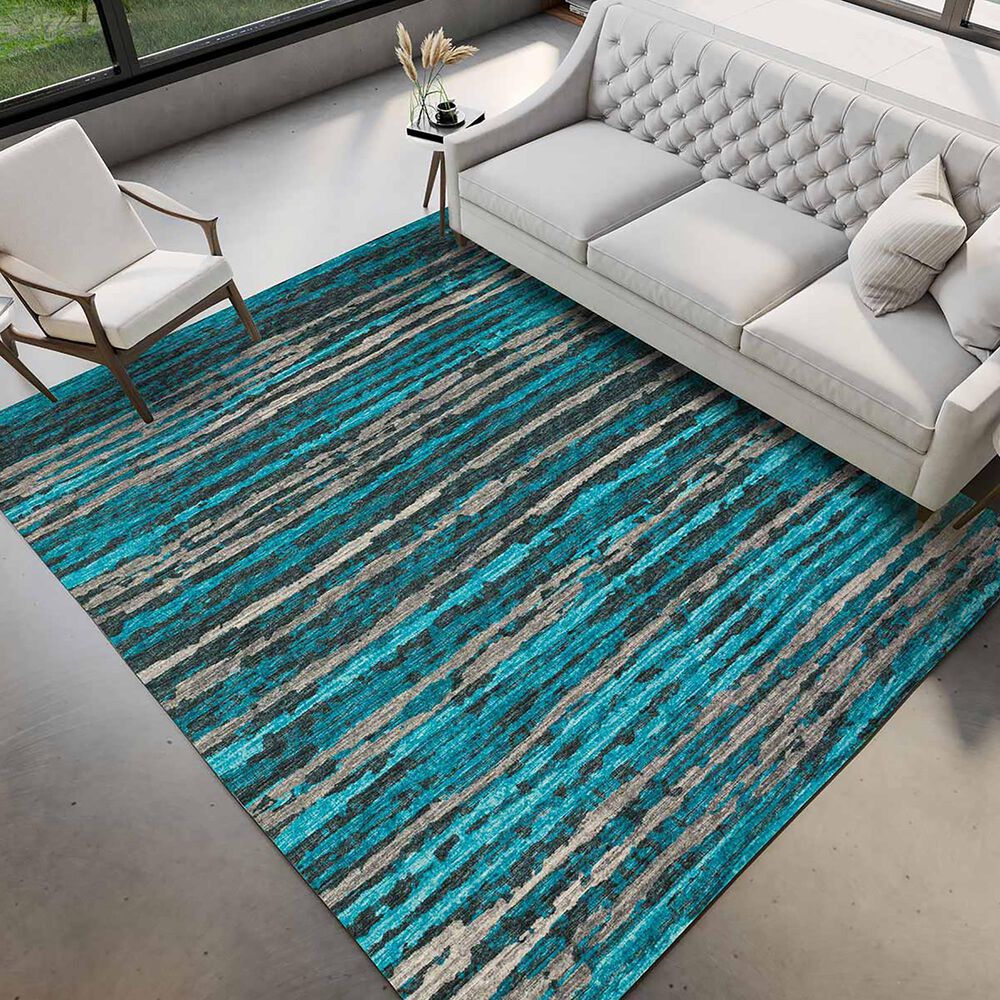 Dalyn Rug Company Brisbane Striped 8&#39; x 10&#39; Teal Area Rug, , large